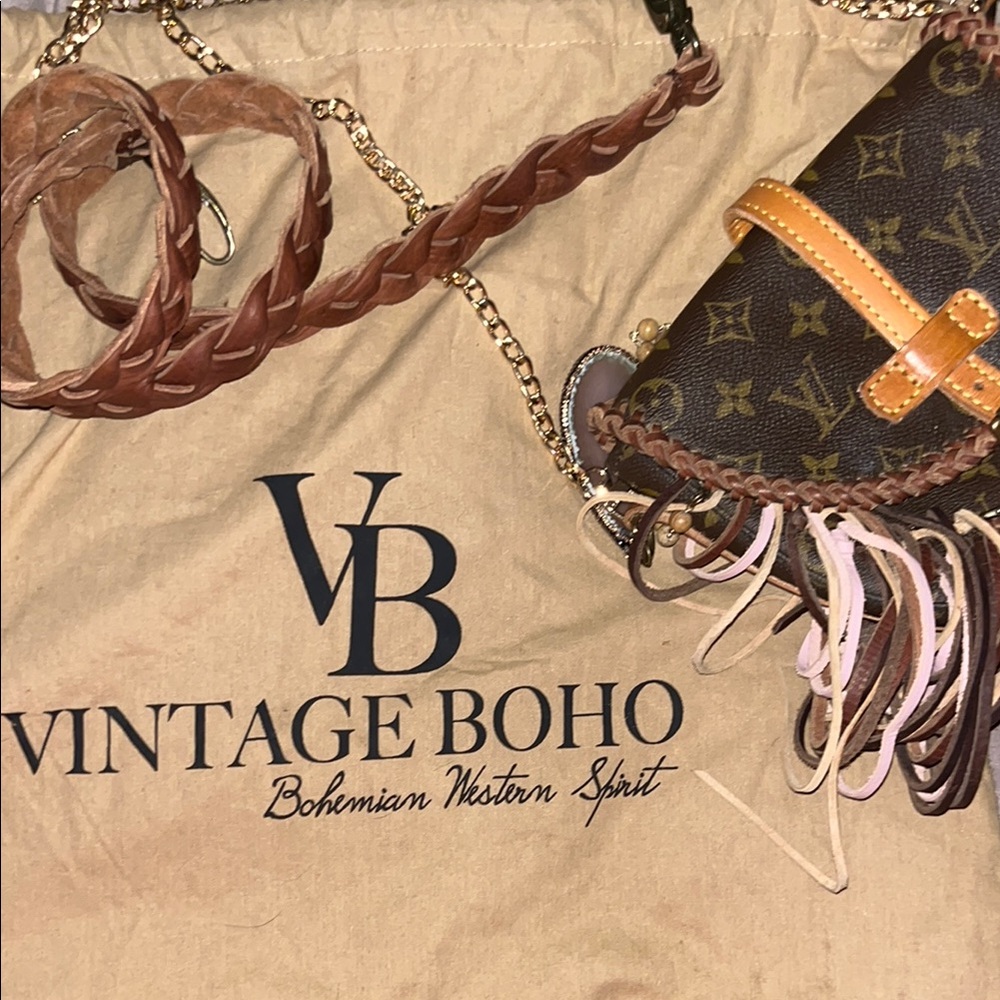 Louis Vuitton modified Boho Tan Tote Bag